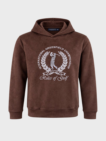 Men's Brown Regular Fit Embroidered Casual Sweatshirt