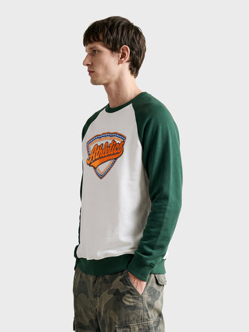 Men's Green Regular Fit Embroidered Casual Sweatshirt