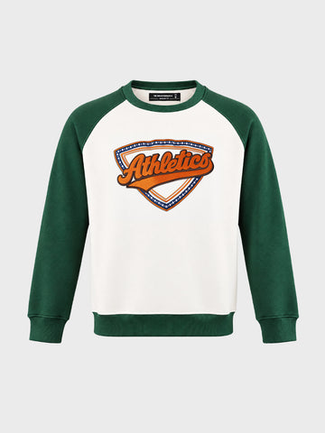 Men's Green Regular Fit Embroidered Casual Sweatshirt