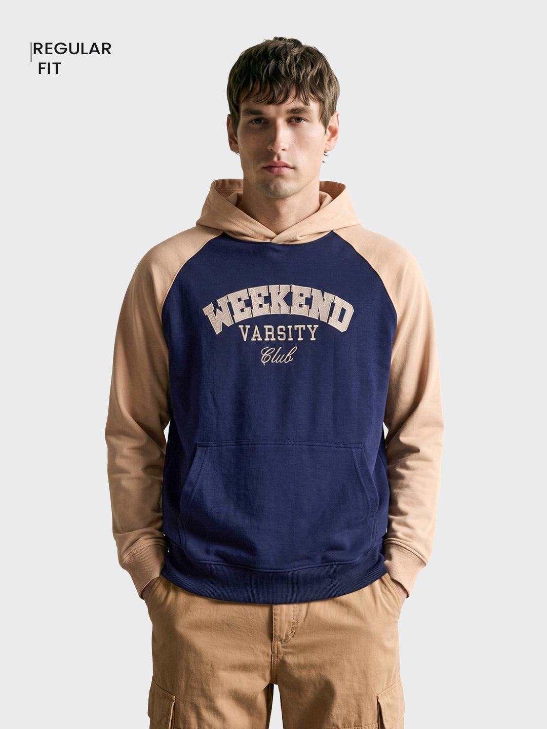 Men's Navy Blue Regular Fit Embroidered Street Wear Sweatshirt