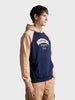Men's Navy Blue Regular Fit Embroidered Casual Sweatshirt
