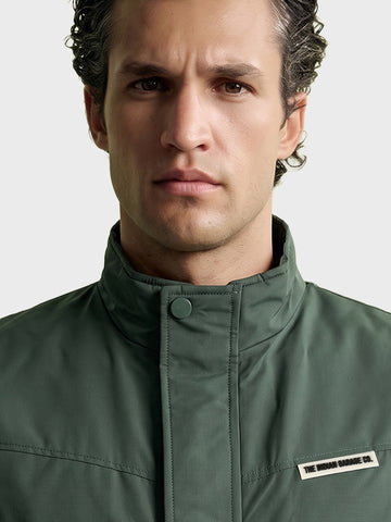 Men's Olive Regular Fit Solid Casual Jacket