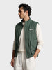 Men's Olive Regular Fit Solid Casual Jacket