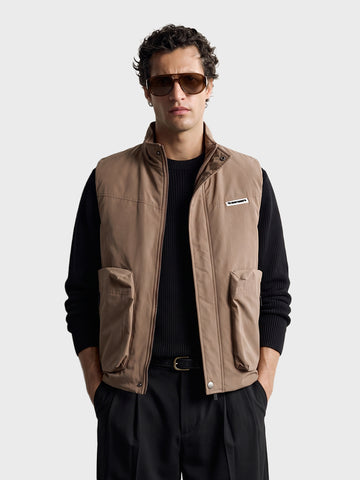 Men's Beige Regular Fit Solid Casual Jacket