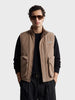 Men's Beige Regular Fit Solid Casual Jacket