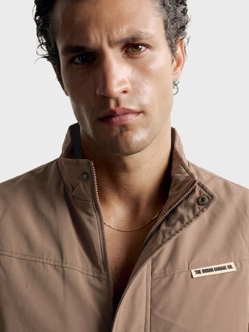 Men's Beige Regular Fit Solid Casual Jacket