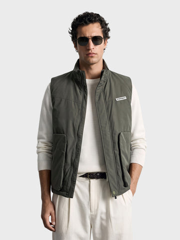 Men's Olive Regular Fit Solid Casual Jacket