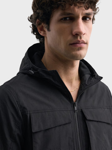Men's Black Regular Fit Solid Casual Jacket