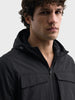 Men's Black Regular Fit Solid Casual Jacket