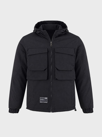 Men's Black Regular Fit Solid Casual Jacket