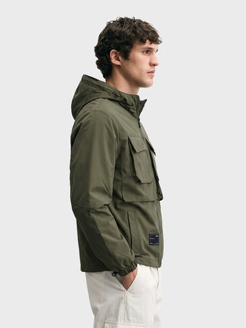 Men's Olive Regular Fit Solid Casual Jacket