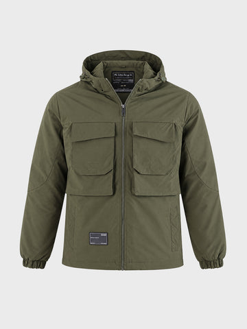 Men's Olive Regular Fit Solid Casual Jacket