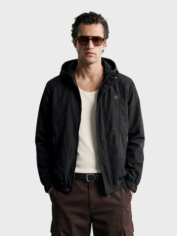 Men's Black Regular Fit Solid Casual Jacket
