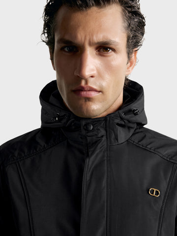 Men's Black Regular Fit Solid Casual Jacket