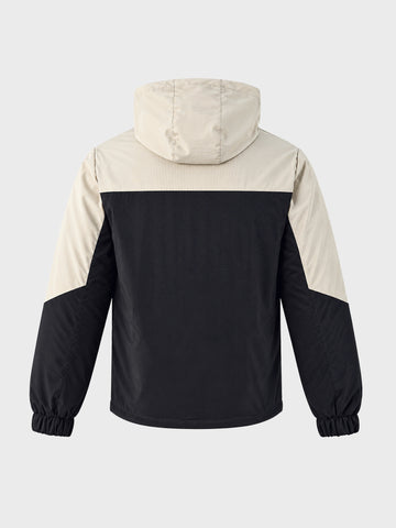 Men's Black Regular Fit Colourblocked Casual Jacket