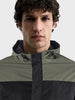Men's Black Regular Fit Colourblocked Casual Jacket
