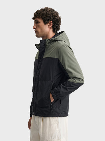 Men's Black Regular Fit Colourblocked Casual Jacket