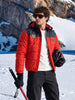Men's Red Regular Fit Colourblocked Casual Jacket