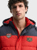 Men's Red Regular Fit Colourblocked Casual Jacket