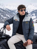 Men's Navy Blue Regular Fit Colourblocked Casual Jacket