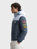 Men's Navy Blue Regular Fit Colourblocked Casual Jacket