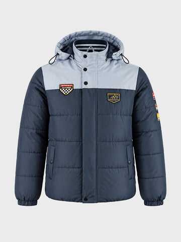 Men's Navy Blue Regular Fit Colourblocked Casual Jacket