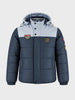 Men's Navy Blue Regular Fit Colourblocked Casual Jacket