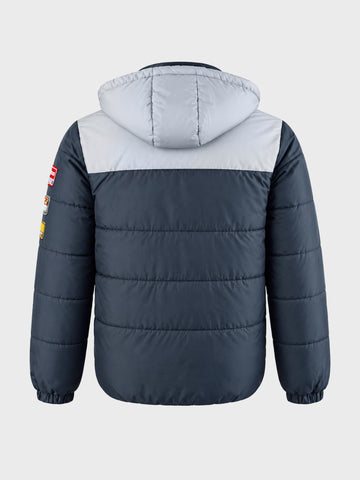 Men's Navy Blue Regular Fit Colourblocked Casual Jacket