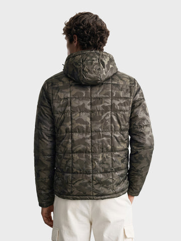 Men's Olive Regular Fit Camouflage Printed Casual Jacket