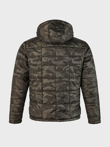 Men's Olive Regular Fit Camouflage Printed Casual Jacket