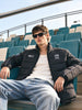 Men's Black Regular Fit Embroidered Casual Jacket