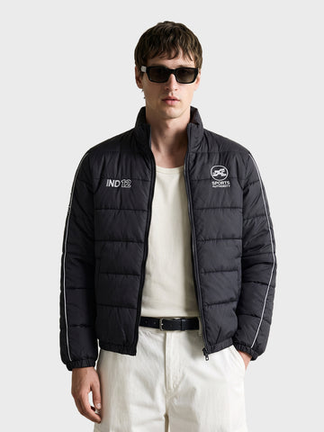 Men's Black Regular Fit Embroidered Casual Jacket