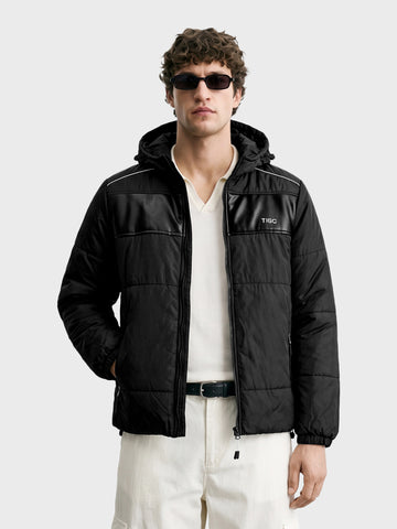 Men's Black Regular Fit Solid Casual Jacket