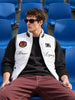 Men's White Regular Fit Embroidered Casual Jacket