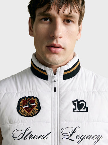 Men's White Regular Fit Embroidered Casual Jacket