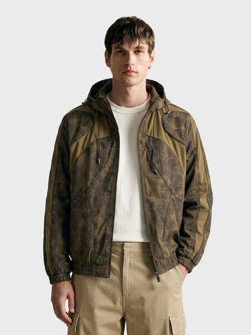 Men's Olive Regular Fit Solid Casual Jacket