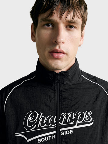 Men's Black Regular Fit Printed Casual Jacket