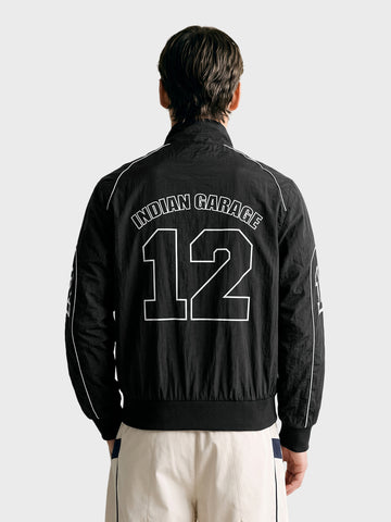 Men's Black Regular Fit Printed Casual Jacket