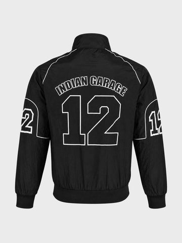 Men's Black Regular Fit Printed Casual Jacket