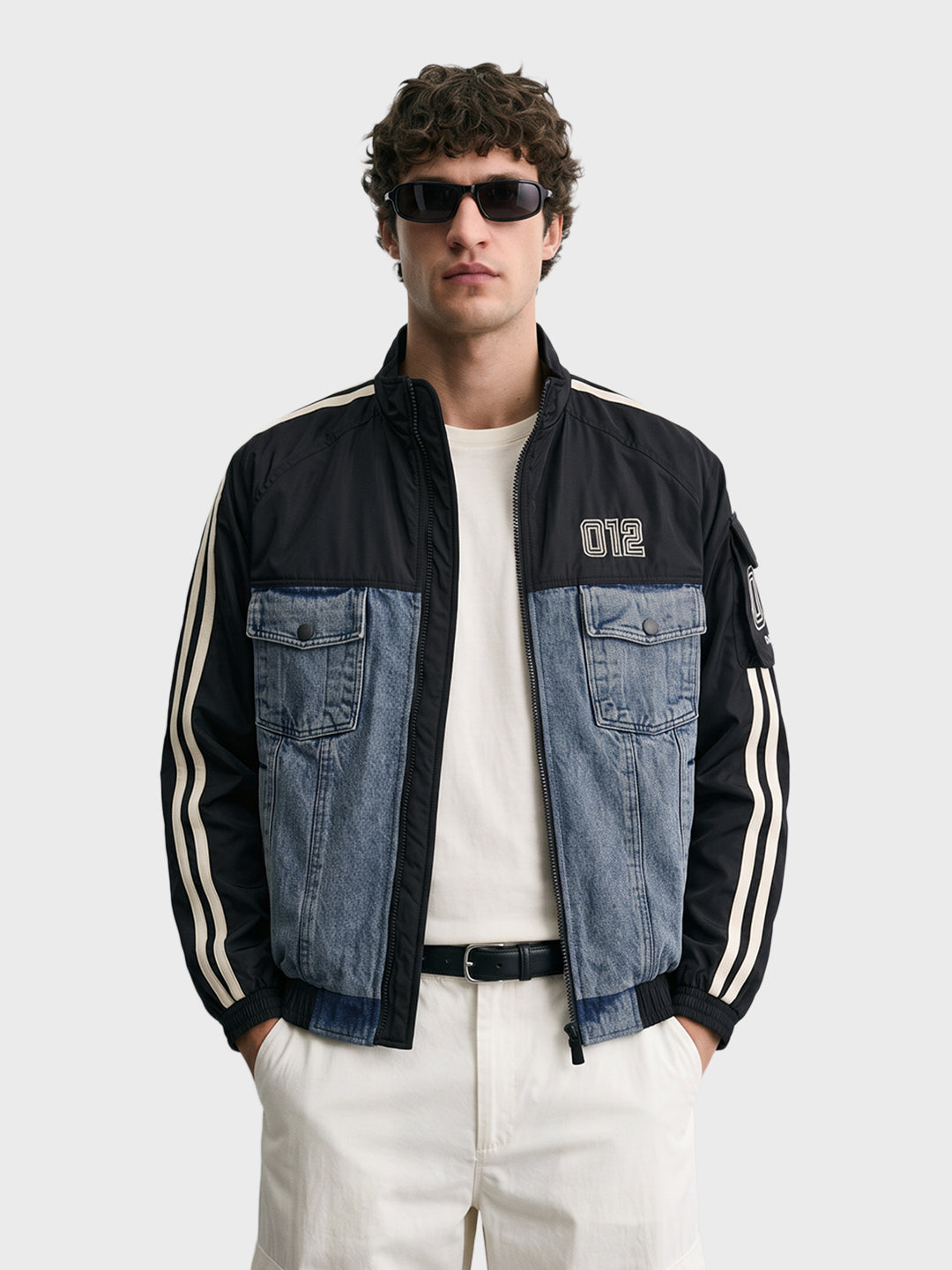 Men's Black Regular Fit Embroidered Casual Jacket