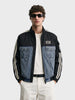Men's Black Regular Fit Embroidered Casual Jacket