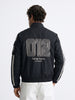 Men's Black Regular Fit Embroidered Casual Jacket