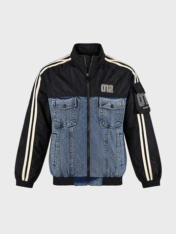 Men's Black Regular Fit Embroidered Casual Jacket