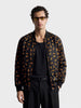 Men's Black Regular Fit Printed Casual Jacket