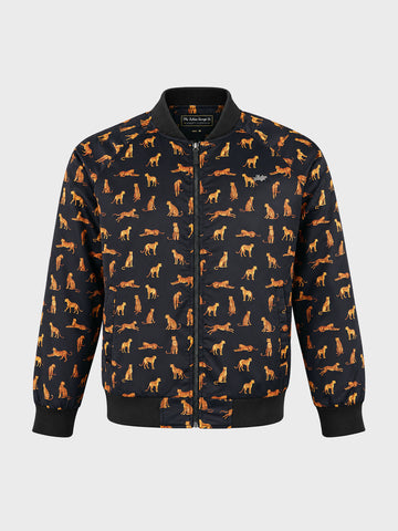 Men's Black Regular Fit Printed Casual Jacket