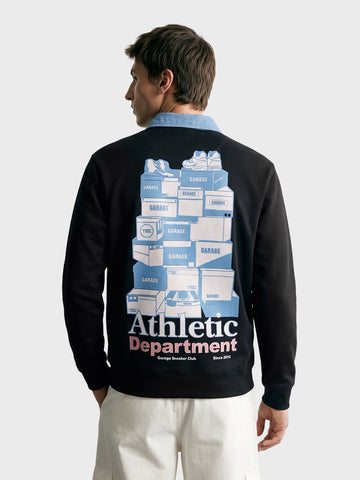 Men's Black Relaxed Fit Printed Casual Sweatshirt