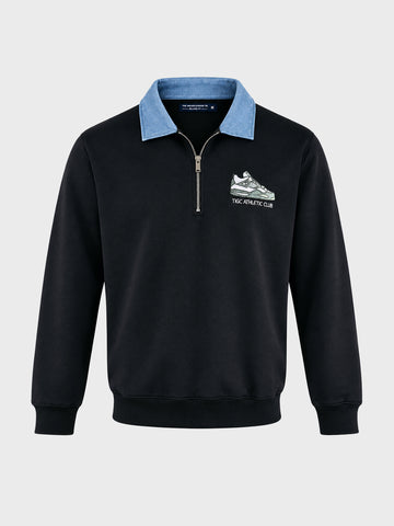 Men's Black Relaxed Fit Printed Casual Sweatshirt
