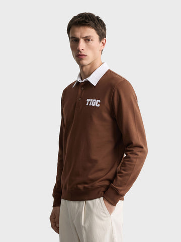 Men's Brown Regular Fit Solid Casual Sweatshirt