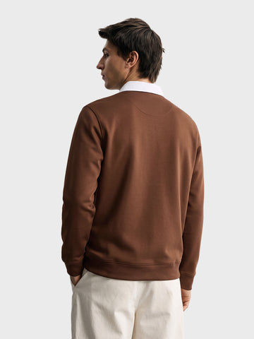 Men's Brown Regular Fit Solid Casual Sweatshirt