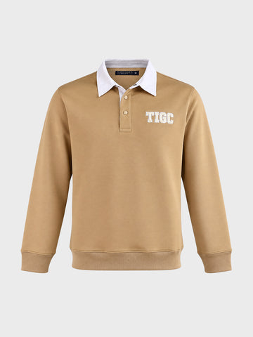 Men's Beige Regular Fit Solid Casual Sweatshirt